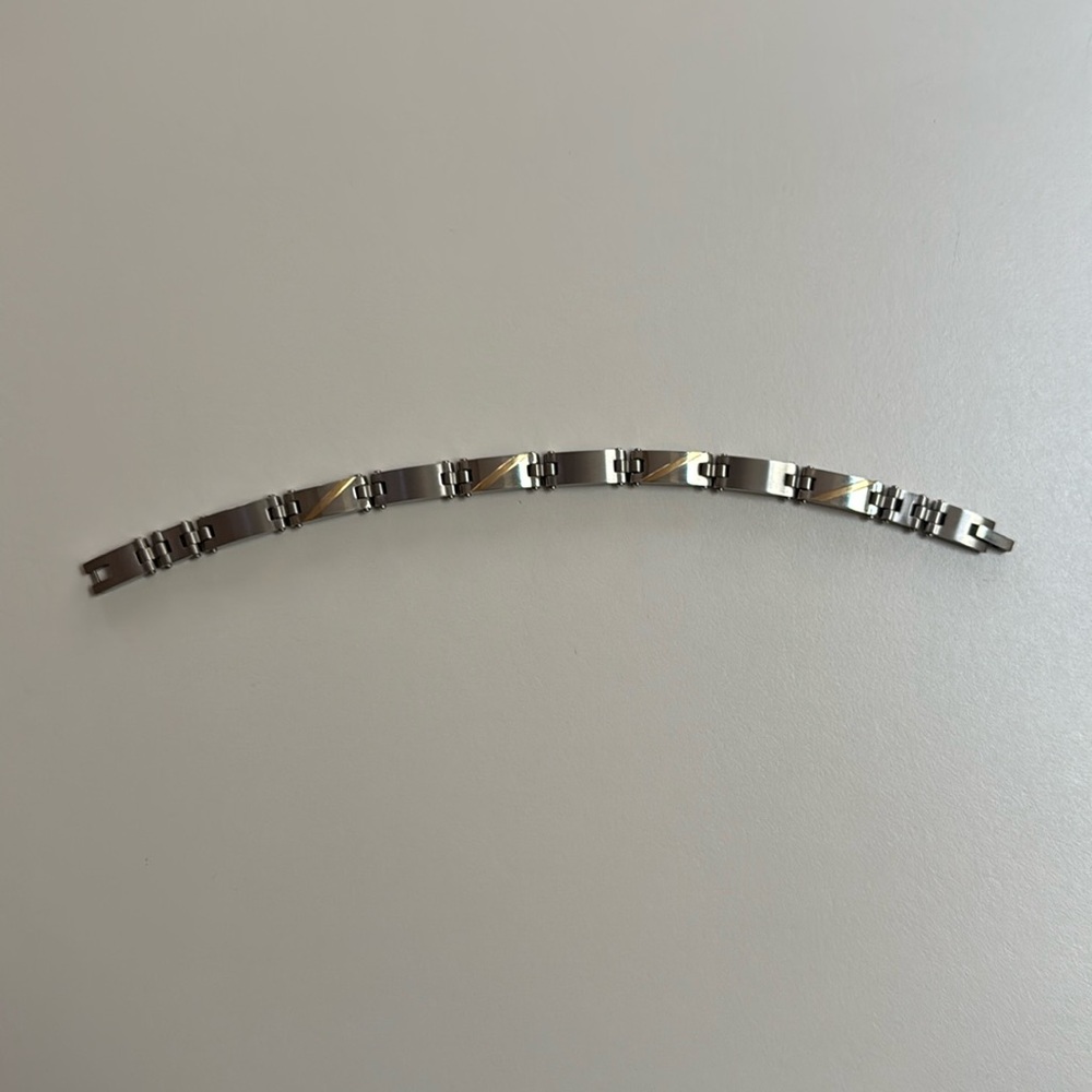 Men’s Stainless Steel / 14k Yellow Gold Link Bracelet